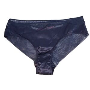 SIMONE PERELE Navy Blue Mesh Embroidered Floral Bikini Panty Size Small